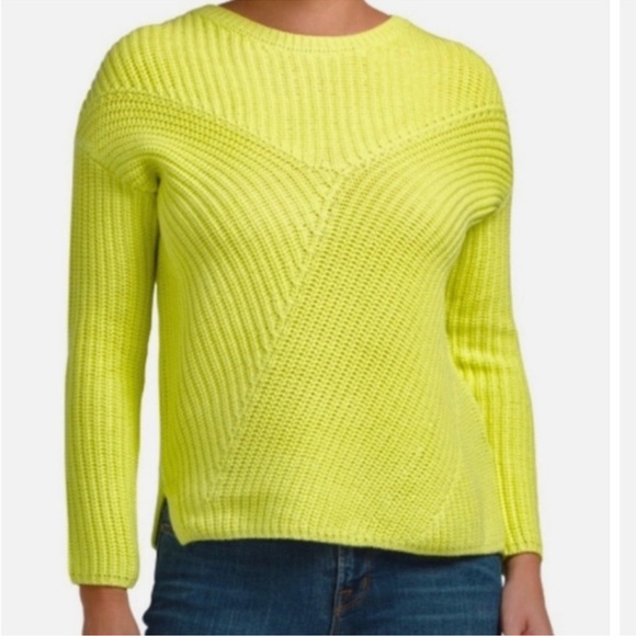 Rachel Zoe Woman’s Sweater neon yellow crew neck chunky knit SZ Medium - Picture 1 of 8